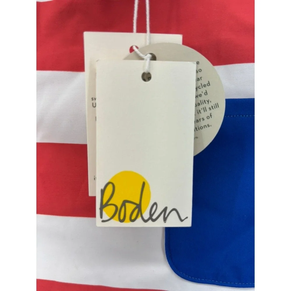 NWT Boden Rash Guard Boys 11-12Y Red‎ White Striped UPF 50+ Swim Shirt B1854